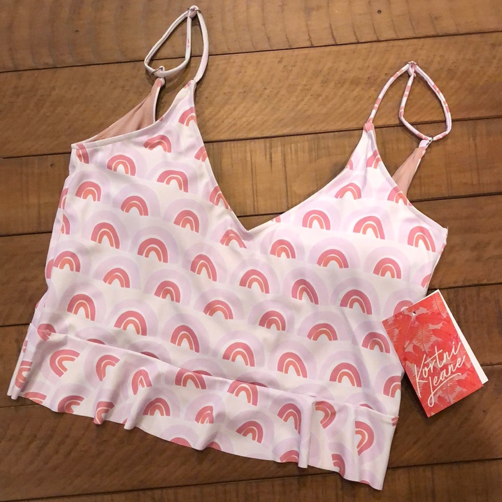 Kortni Jeane Rainbow Scoop Back Top